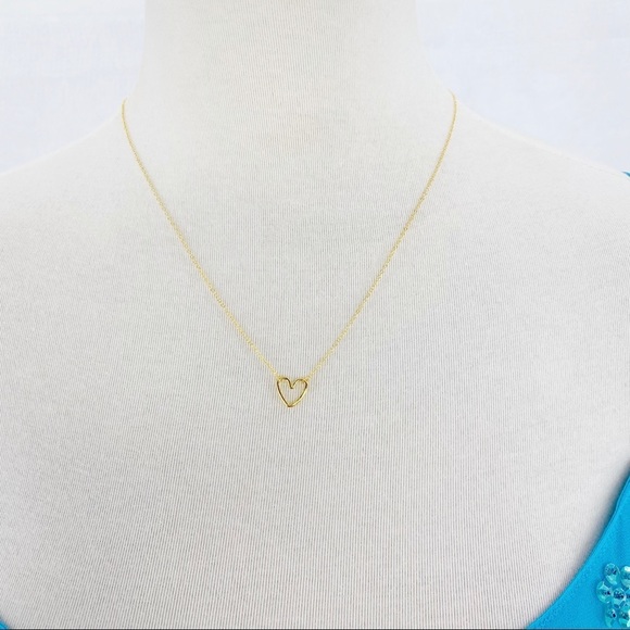 Open Heart Repositionable Pendant Gold Plated Chain Necklace 17" - Picture 6 of 7